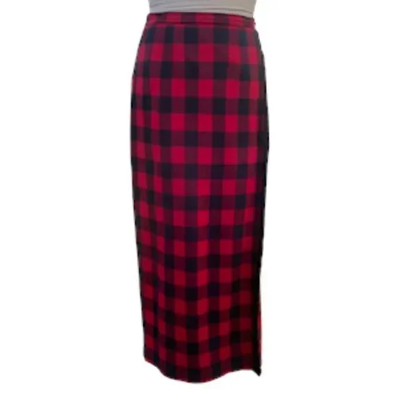 Bechamel Buffalo Plaid Skirt Pull-On Fringe Detail Sz S Vintage - Picture 2 of 10